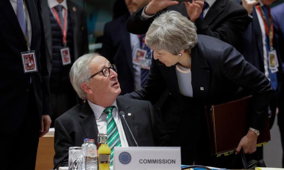 Jean-Claude Juncker and Theresa May at an EU summit in Brussels, December 2018