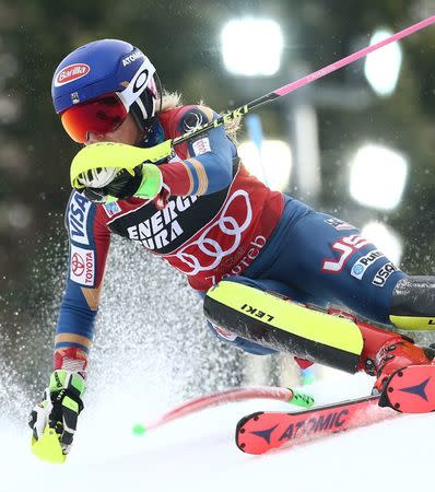 Alpine Skiing - FIS Alpine Skiing World Cup - Women's Slalom - 1st run - Zagreb, Croatia - January 3, 2018 - Mikaela Shiffrin of the U.S. in action. REUTERS/Antonio Bronic