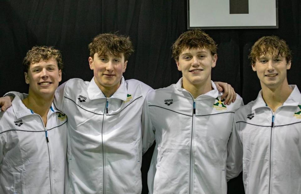 St. Xavier’s Thomas Mercer, Alex Thiesing, Johnny Crush and Sammy McCall set a state record of 2:56.51 in the boys 400-yard freestyle relay. St. Xavier Athletics