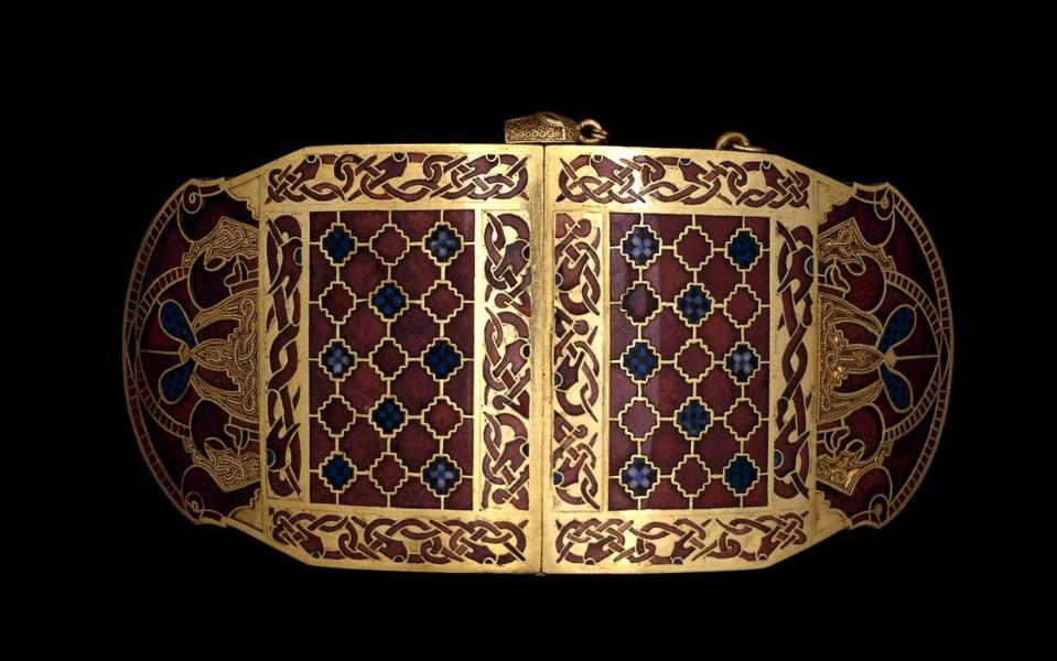 Modern artists have struggled to recreate the curved gold shoulder clasps - British Museum