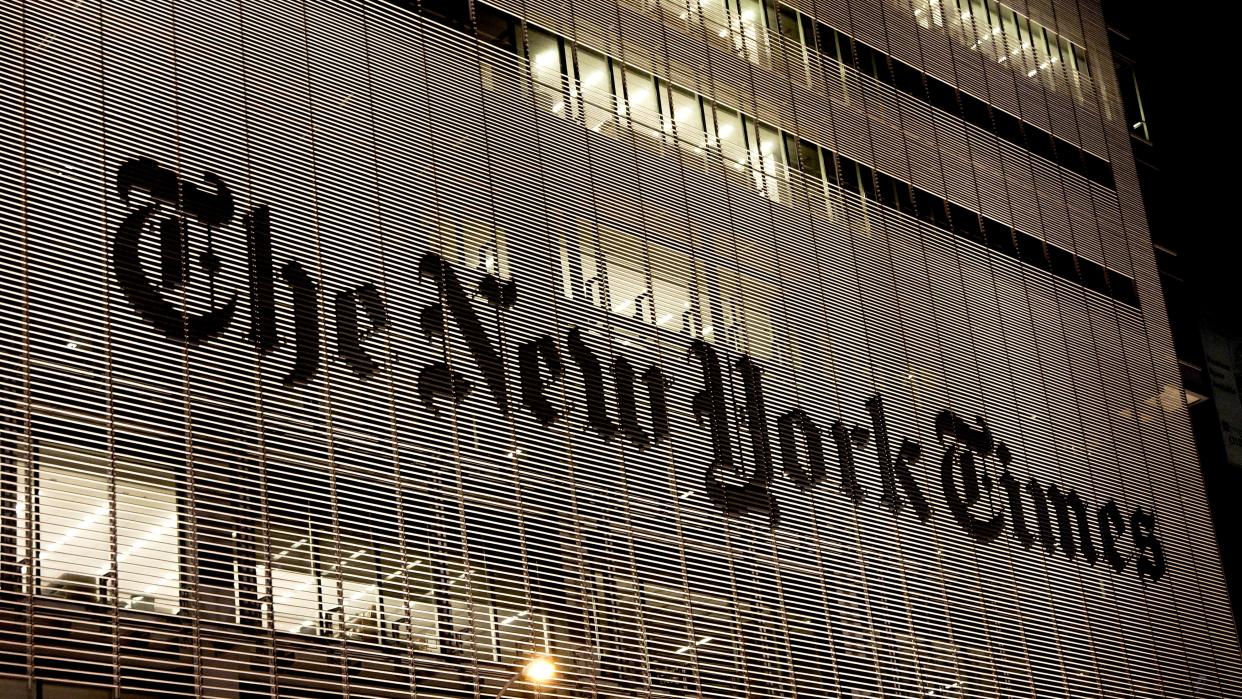  A nighttime shot of The New York Times HQ. 