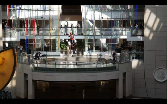 A pilot flew a jetpack for 20 seconds in the atrium of the Ronald Reagan Building and International Trade Center on May 17, 2014, at the "Future is Here" festival in Washington, D.C.