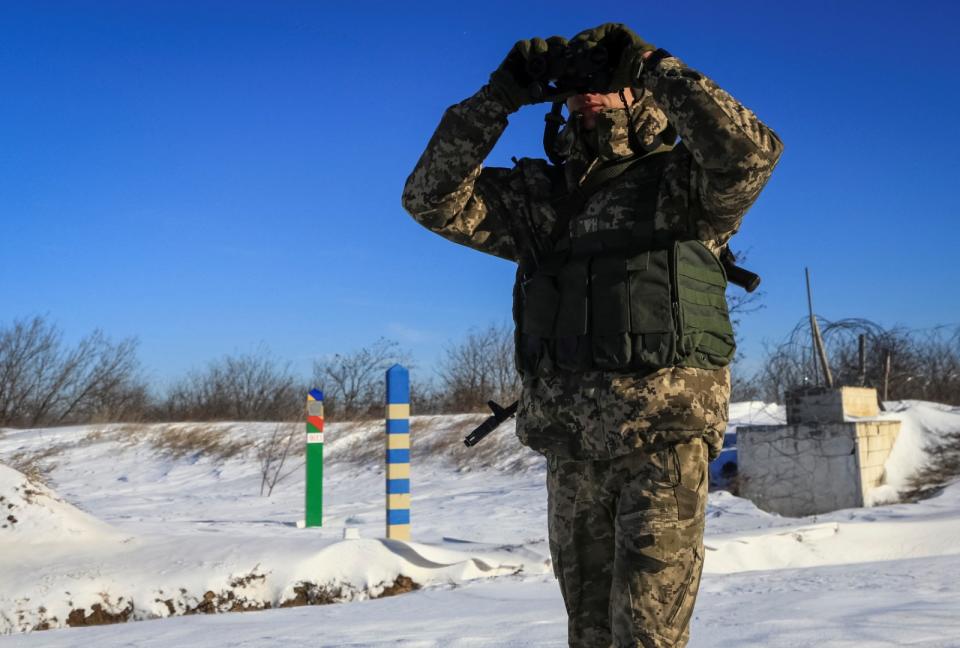 2024年1月10日，在烏克蘭敖德薩州（Odesa），烏克蘭國家邊境防衛隊成員在摩爾多瓦邊境巡邏。路透社