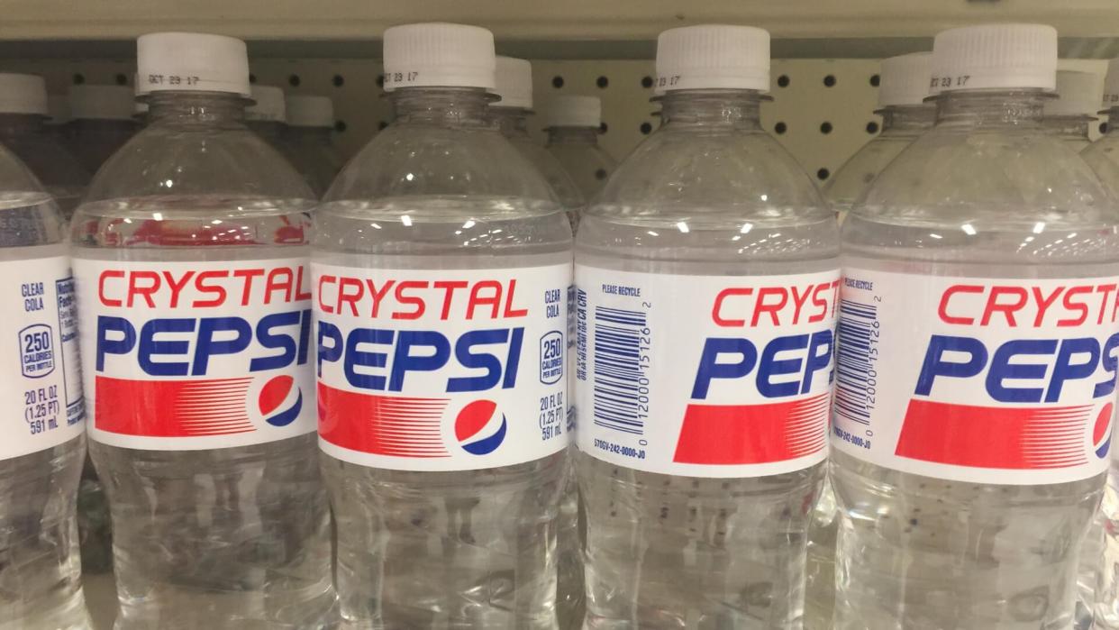 SEPTEMBER 25 2017 - MINNEAPOLIS, MN: Crystal Pepsi plastic soda bottles on the store shelves for sale.