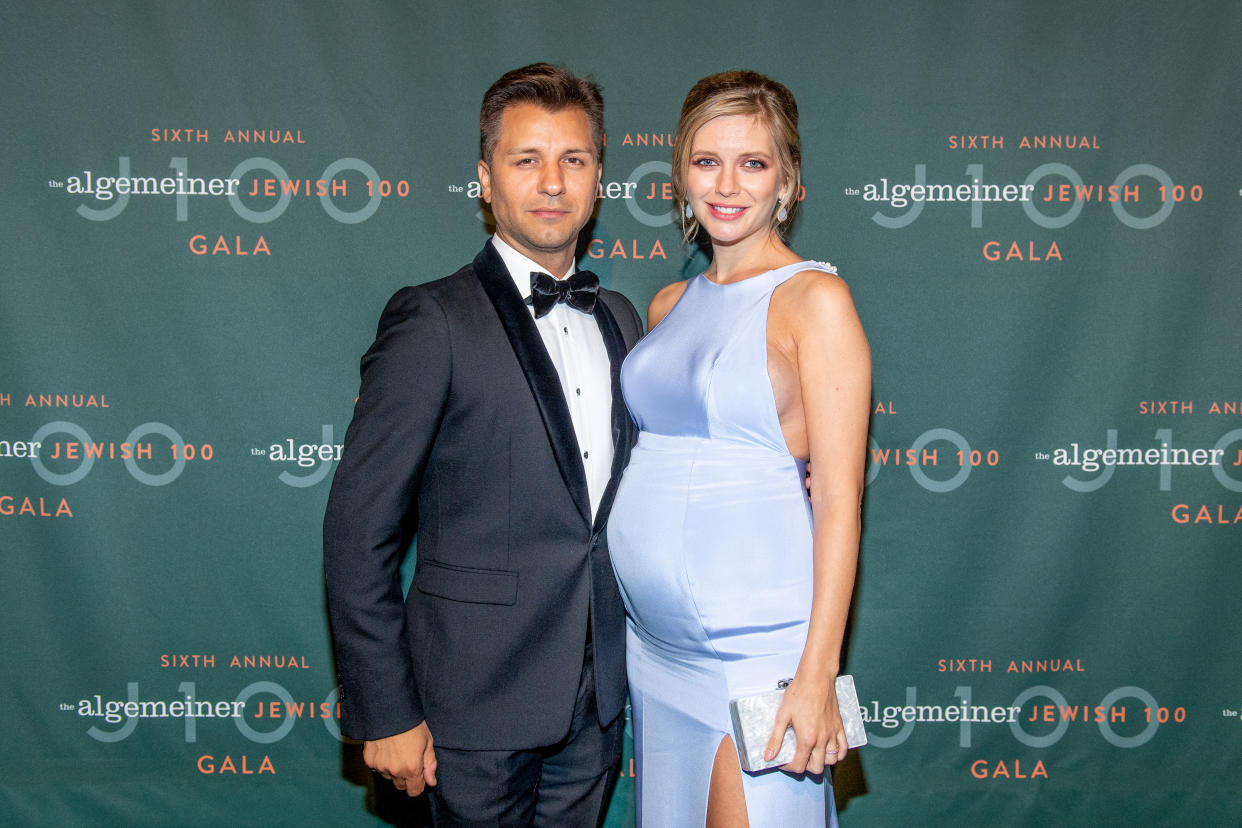 Pasha Kovalev with TV personality Rachel Riley attends the 6th Annual Algemeiner J100 Gala at Gotham Hall on September 26, 2019 in New York City. (Photo by Roy Rochlin/Getty Images)