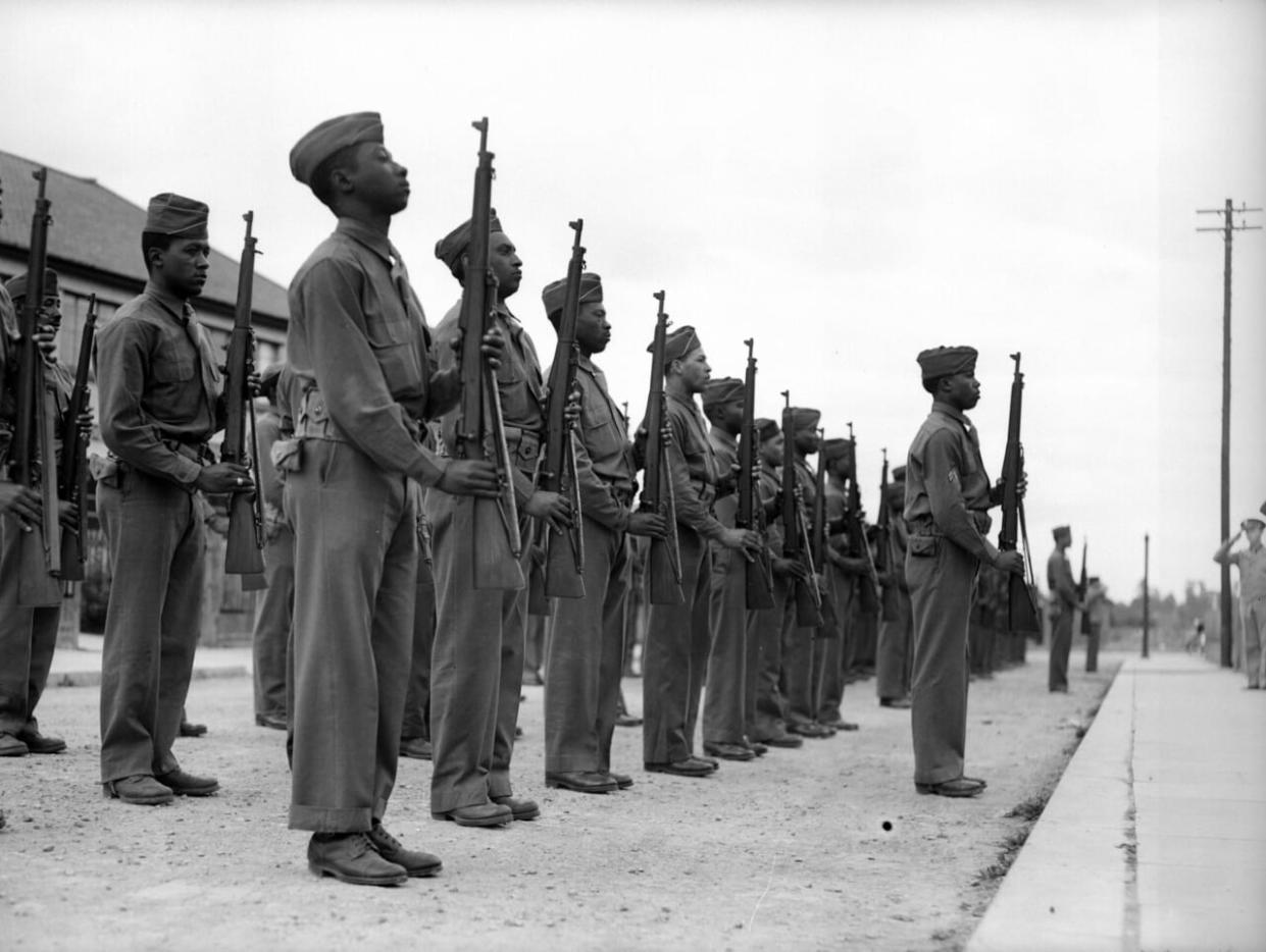 African-American soldiers on parade. (Photo by Express/Express/Getty Images)