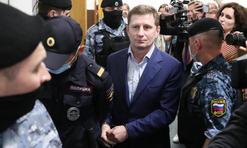 Sergei Furgal, former governor of the Khabarovsk Territory, charged with masterminding murders of two local businessmen.