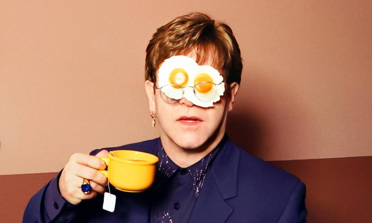 <span>David LaChapelle’s Elton John: Egg on His Face (detail), from Fragile Beauty.</span><span>Photograph: © David LaChapelle</span>