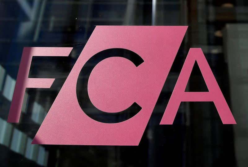 FILE PHOTO: FCA signage seen at their head offices in London