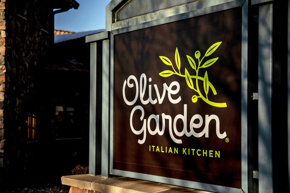 Signage outside an Olive Garden restaurant. (Getty Images)