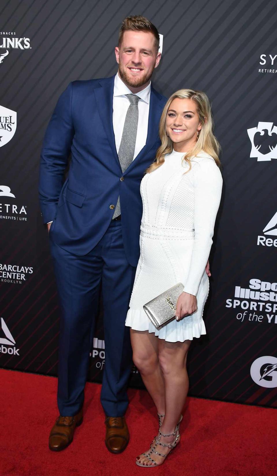 J. J. Watt and his girlfriend Kealia Ohai arrive for the 2017 Sports Illustrated Sportsperson of the Year Award Show on December 5, 2017, at Barclays Center in New York City.