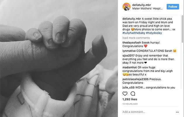 Tully took to Instagram to announce her happy news. Source: Instagram