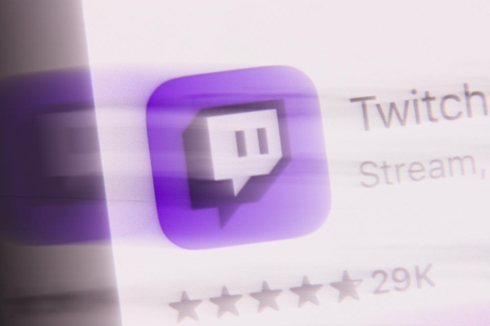 Twitch on App Store displayed on a phone screen is seen in this illustration photo taken in Krakow, Poland on April 8, 2024. (Photo by Jakub Porzycki/NurPhoto via Getty Images)