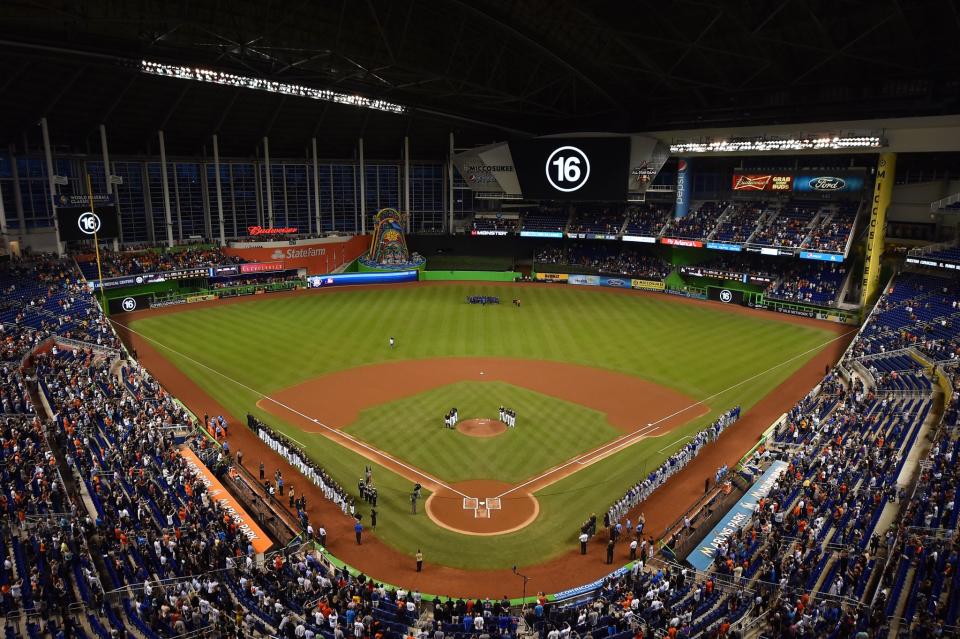 <p>A overall view of Marlins Park before the game between the Miami Marlins and the New York Mets. Mandatory Credit: Jasen Vinlove-USA TODAY Sports </p>