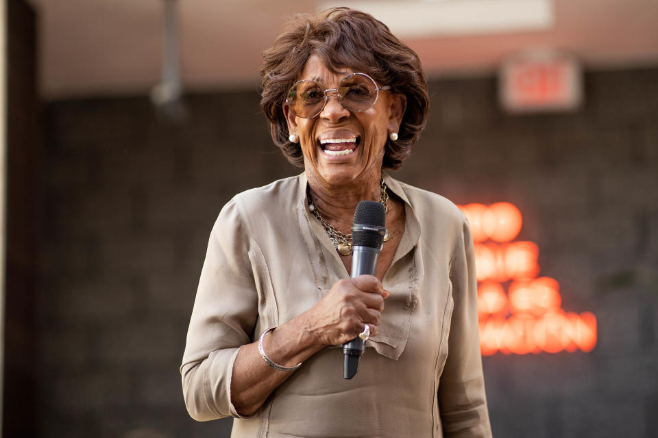 Maxine Waters says when Mitch McConnell ‘opens his mouth I tend to turn him off’ (Getty Images for Foundation for )