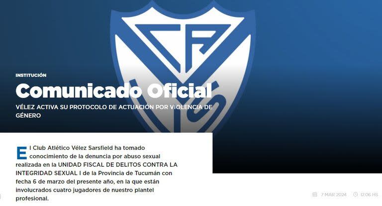 Comunicado de Vélez