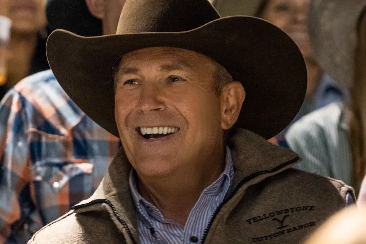 Reason to smile: Kevin Costner has found enormous small screen success thanks to his Paramount western ‘Yellowstone’  (Paramount)