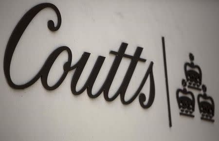 The name of Coutts is seen displayed on a branch of the bank in central London August 11, 2014. REUTERS/Neil Hall