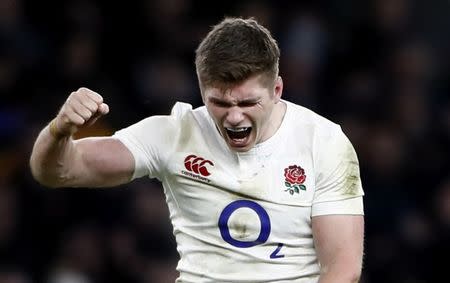 Britain Rugby Union - England v France - Six Nations Championship - Twickenham Stadium, London - 4/2/17 England's Owen Farrell celebrates after the game Reuters / Stefan Wermuth Livepic