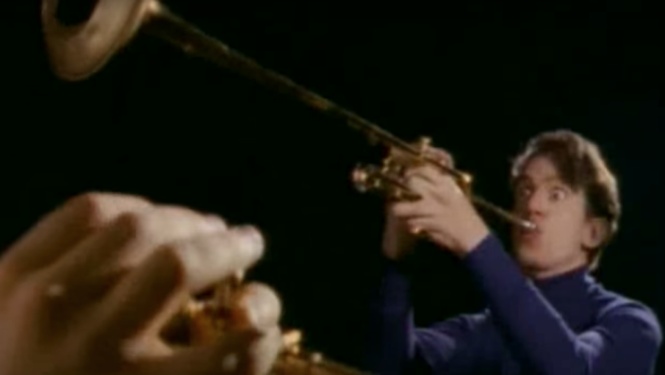 They Might Be Giants plays horns in the video for "Birdhouse in Your Soul"