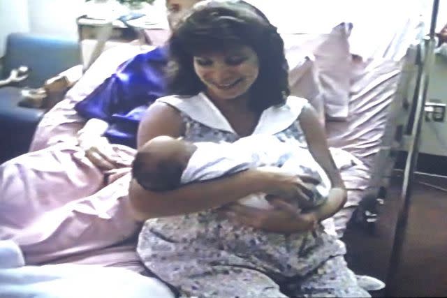 <p>Courtesy of Ashley Thomas</p> Toni Wells holding Luke as a newborn