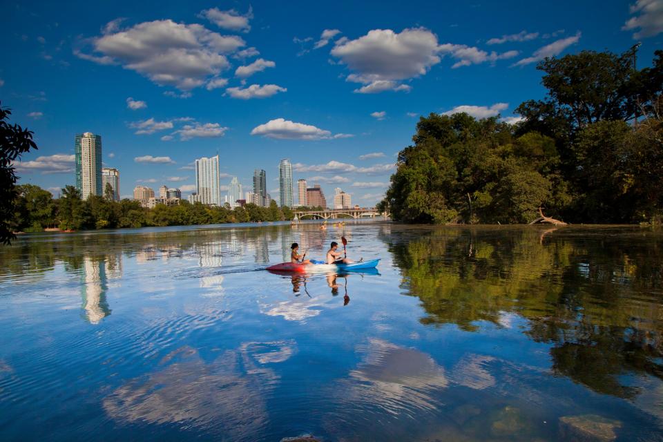 Perhaps the best way to get around Austin, Texas, involves a paddle. Several outfitters along the Colorado River rent kayaks, canoes and paddleboards.