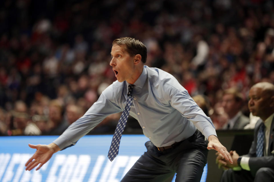 Nevada head coach Eric Musselman is one win away from the Sweet 16. (AP) 