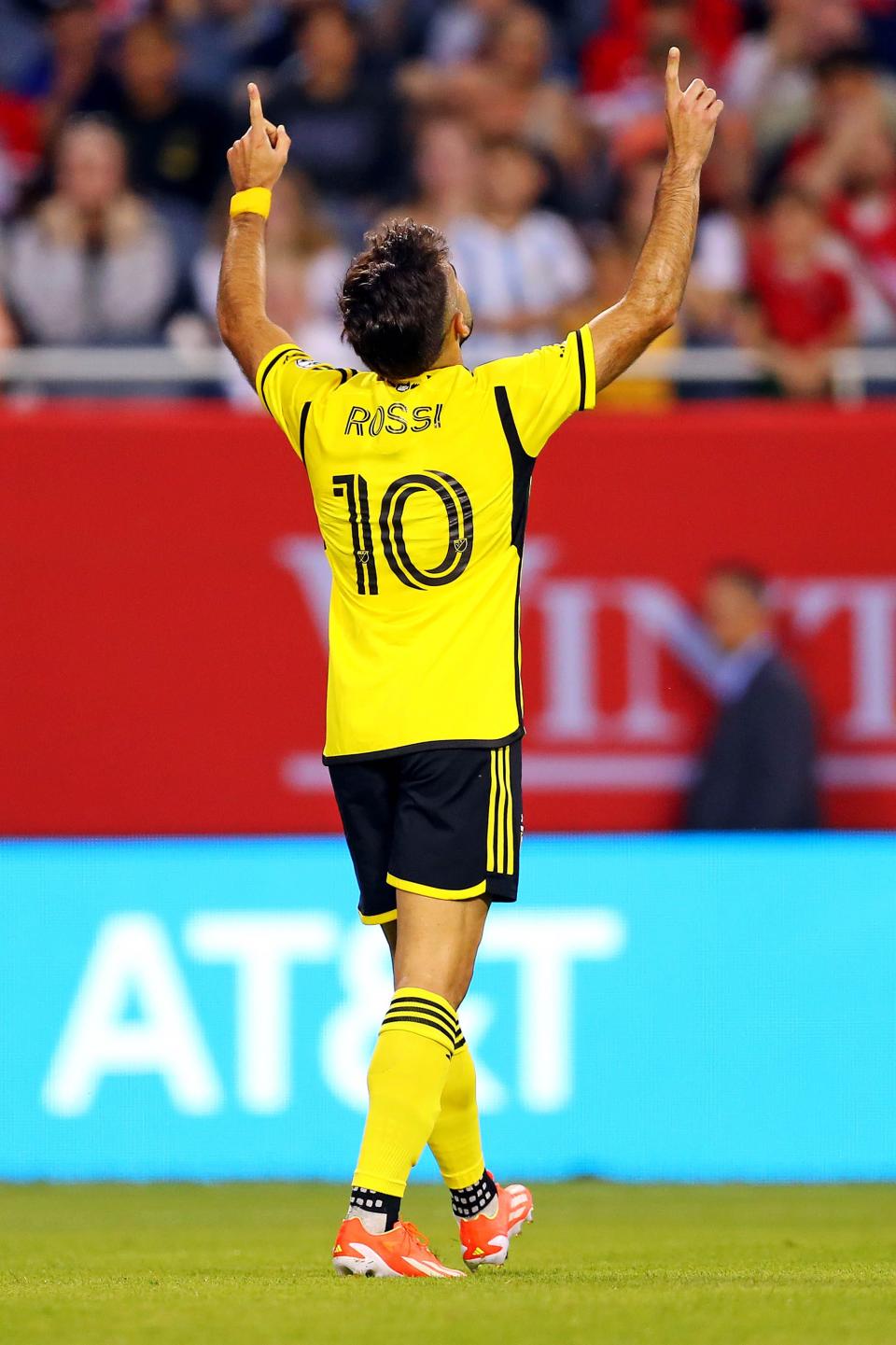 Crew forward Diego Rossi celebrates after scoring a goal against Chicago on Saturday.