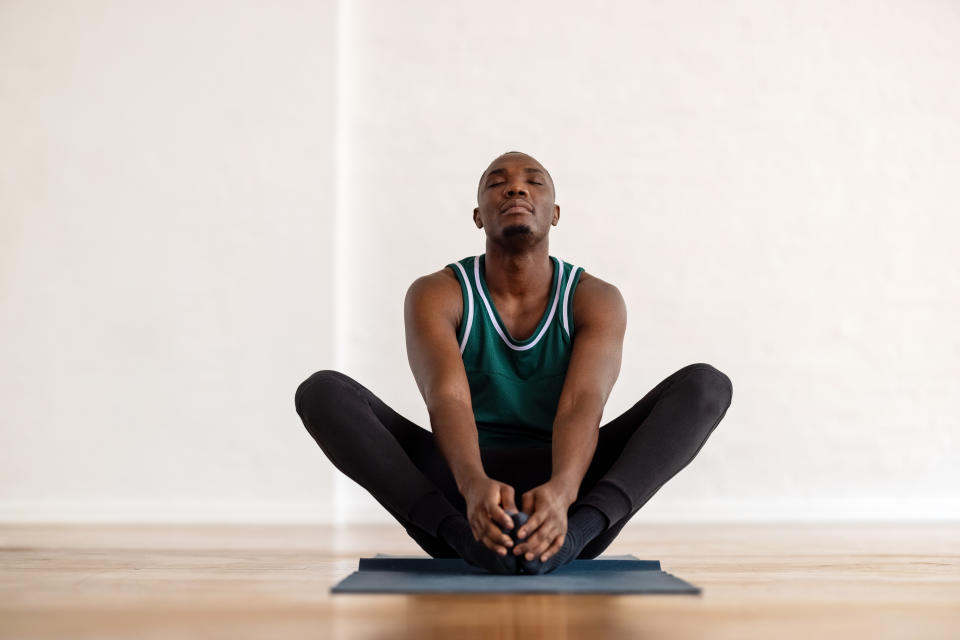 A man stretching