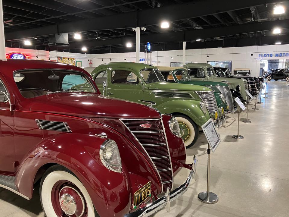 Classic cars dazzle the showroom at the Early Ford V-8 Foundation Museum in Auburn, Ind. More than 60 vehicles built from the 1930s to the 1950s are on display at the museum.