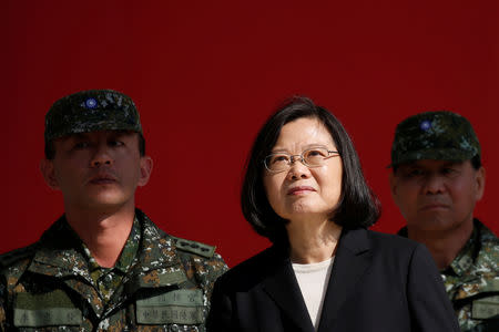 FILE PHOTO - Taiwan's President Tsai Ing-wen visits the 6th Army Command, ahead of Lunar New Year, in Taoyuan, Taiwan January 25, 2019. REUTERS/Tyrone Siu