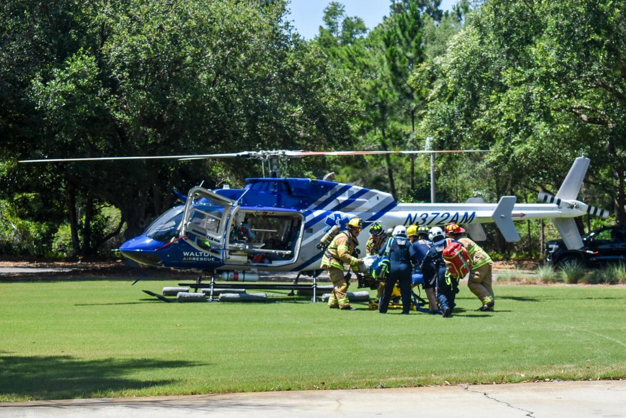 <span>Emergency crews respond to shark-related incidents in Walton county, Florida, on 7 June 2024.</span><span>Photograph: South Walton Fire District</span>