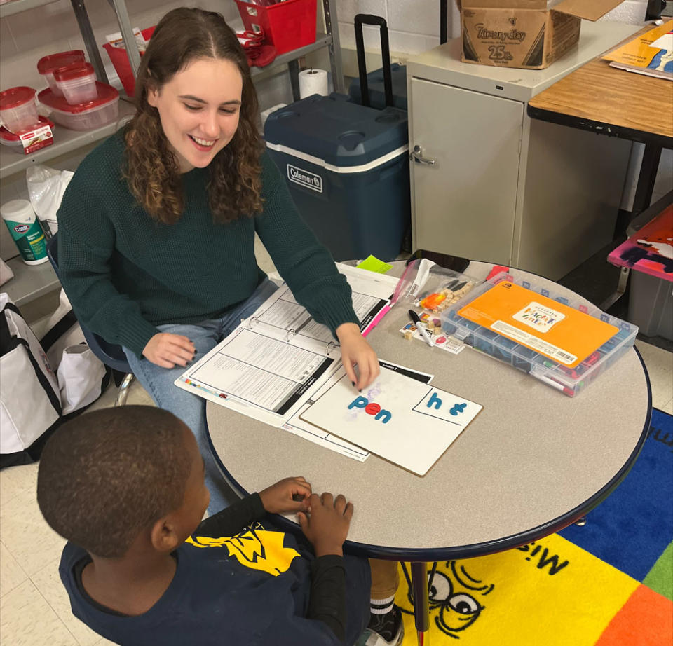 A student works on his spelling. (David Murray)