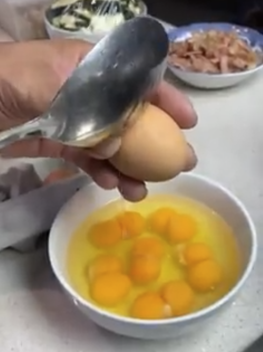 A QLD man was shocked to discover a whole carton of double-yolkers while making breakfast. Photo: Facebook