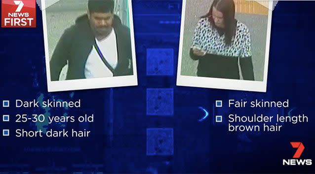 Police descriptions of the two people wanted for questioning. Source: 7 News