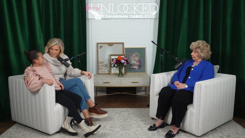 Savannah Chrisley was joined by grandmother Elizabeth "Faye" Chrisley and niece Chloe Chrisley for her latest podcast recording.