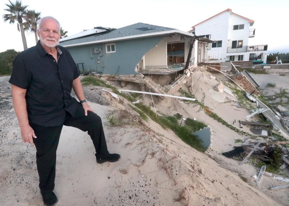 Phil Martin's oceanfront property in Wilbur-By-The-Sea sits 29 feet above the beach, but that wasn't enough to save his backyard and most of his house when Tropical Storm Ian whipped up catastrophic winds and waves on Sept. 28 and 29 last year.