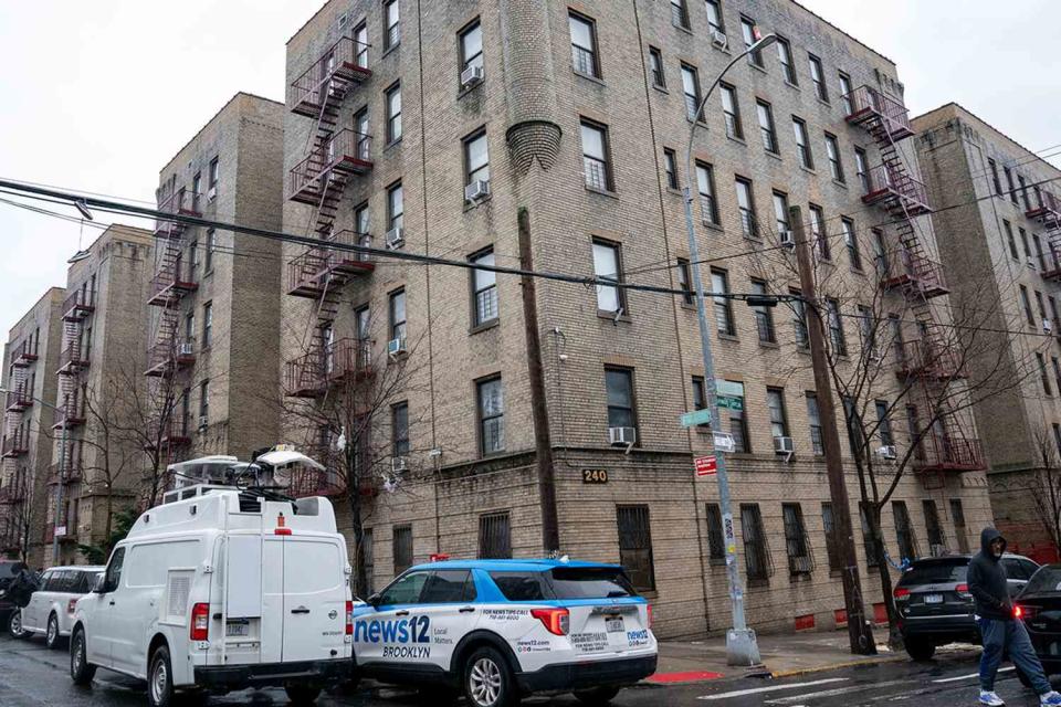 <p>Theodore Parisienne for NY Daily News via Getty</p> Apartment building where twins were found dead on Monday
