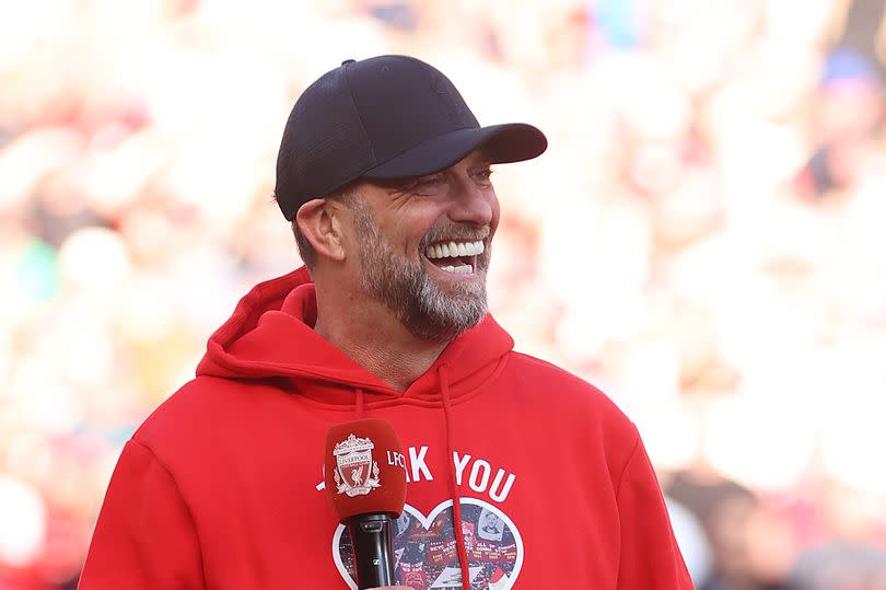 Jurgen Klopp put the hoodie on after his final match as LFC boss