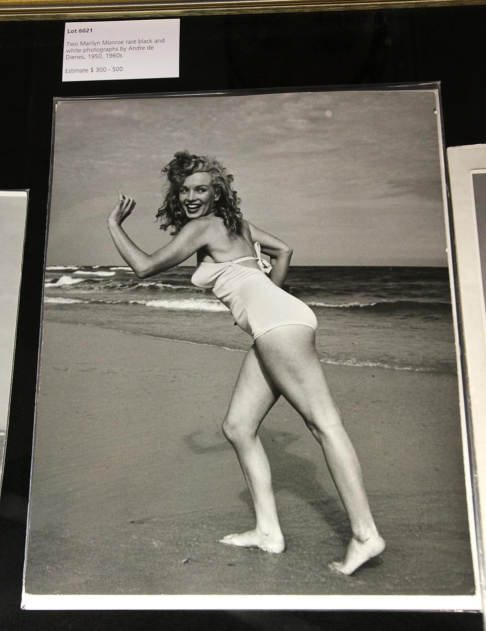 An early shot of Marilyn on the beach