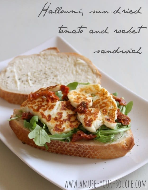 Halloumi, Sun-Dried Tomato, and Rocket (aka Arugula) Sandwich