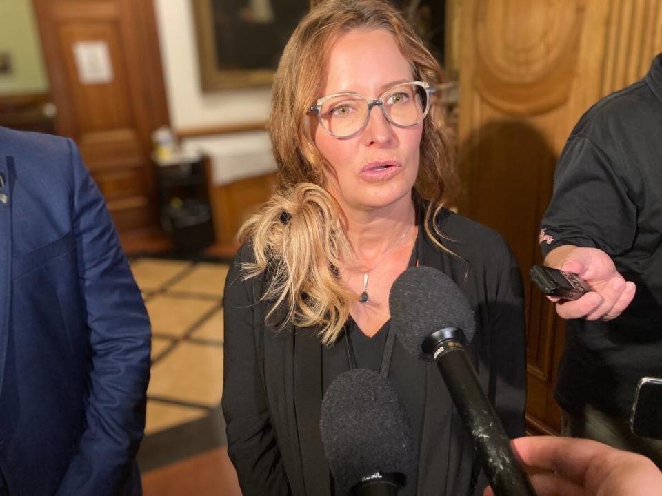 Dr. France Desrosiers, CEO of the Vitalité Health Network, told members of the legislature Thursday that Vitalité had 40 sexual assault nurse examiners in 2015 but now has only 14 covering eight hospitals. (Jacques Poitras/CBC - image credit)