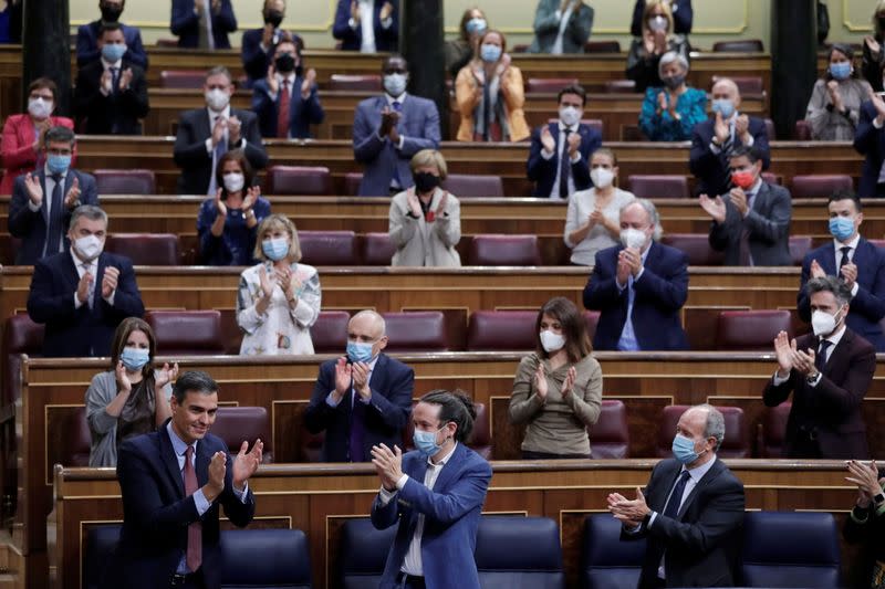 Spain's PM Sanchez attends a session at Parliament in Madrid