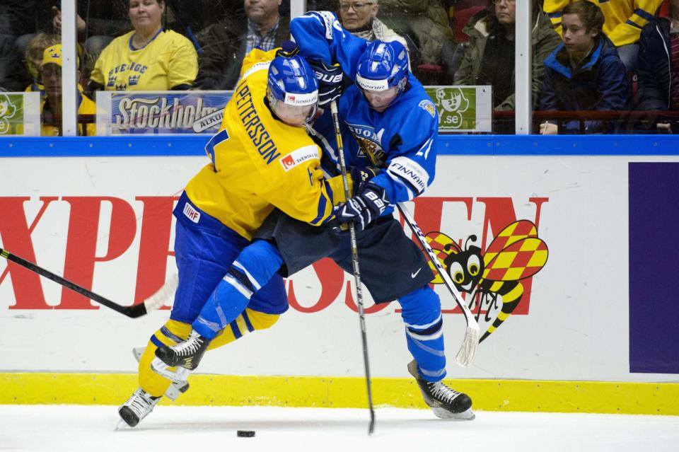 Sweden plays against Finland during IIHF hockey game in Malmo, Sweden