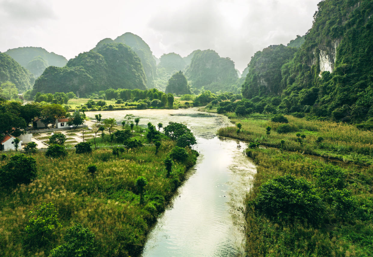 Top view over Tam Coc with karst formations, Ninh Binh province, Vietnam. (Photo: Gettyimages)
