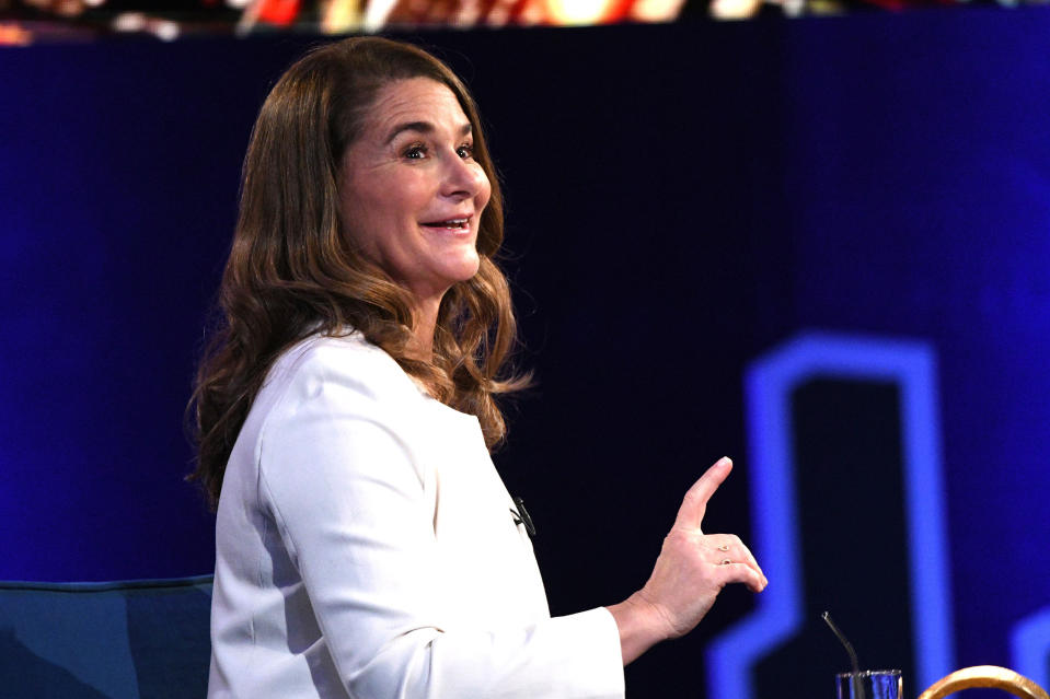 NEW YORK, NEW YORK - FEBRUARY 05: Melinda Gates speaks onstage at Oprah's SuperSoul Conversations at PlayStation Theater on February 05, 2019 in New York City. (Photo by Bryan Bedder/Getty Images for THR)