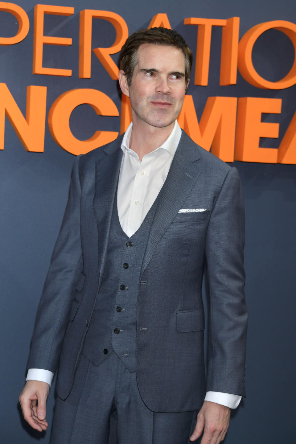 LONDON, ENGLAND - APRIL 12:  Host Jimmy Carr attends the UK Premiere of 