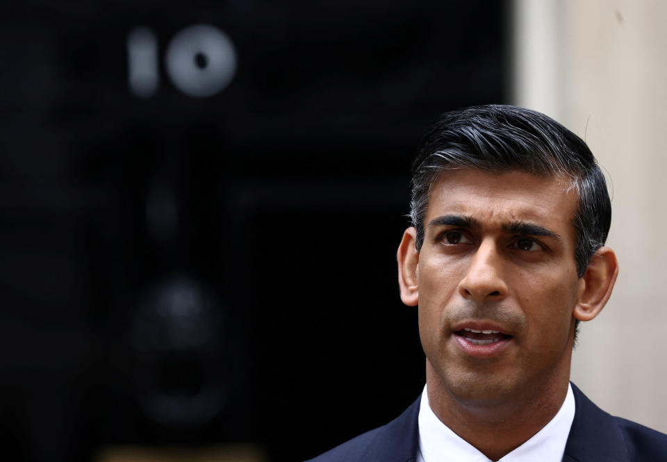 Britain's new Prime Minister Rishi Sunak speaks outside Number 10 Downing Street, in London, Britain, October 25, 2022. REUTERS/Henry Nicholls