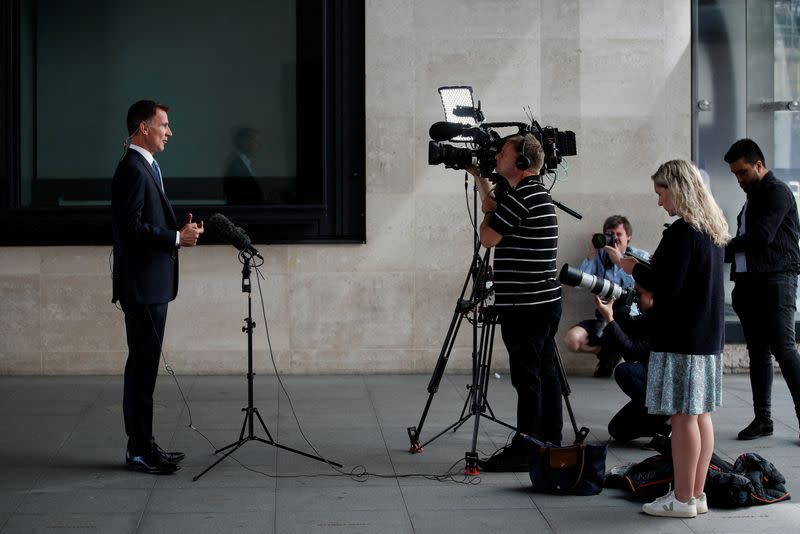 FILE PHOTO: Jeremy Hunt, Conservative party leadership candidate attends an interview in London