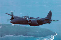 <p>The Grumman F7F Tigercat was an awe-inspiring machine with over 4000 horsepower, a great range, a superb climb-rate, and a tremendous top speed of 440mph. For a twin-engined aircraft it was also highly manoeuvrable, with a superior <strong>sustained turn rate</strong> to both the single-engined <strong>M.B.5</strong> and <strong>F8F</strong>. It is therefore surprising to learn that it scored only two kills (and they were slow vulnerable biplanes).</p><p>Interestingly the F7F was intended to be named ‘Tomcat’ but this was deemed to be too sexually suggestive, the name would later be used for the <strong>F-14</strong> made famous by the <strong>Top Gun</strong> movie.</p>